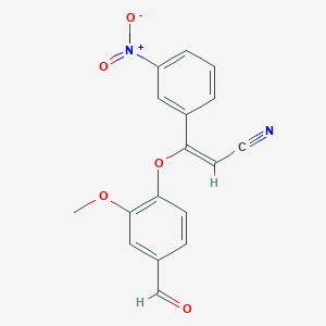 (E)-3-(4-formyl-2-methoxyphenoxy)-3-(3-nitrophenyl)prop-2-enenitrile