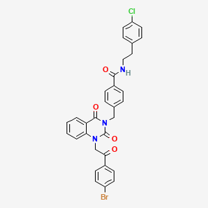 molecular formula C32H25BrClN3O4 B2820938 4-((1-(2-(4-bromophenyl)-2-oxoethyl)-2,4-dioxo-1,2-dihydroquinazolin-3(4H)-yl)methyl)-N-(4-chlorophenethyl)benzamide CAS No. 689755-54-2