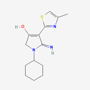 molecular formula C14H19N3OS B2820939 5-amino-1-cyclohexyl-4-(4-methylthiazol-2-yl)-1H-pyrrol-3(2H)-one CAS No. 213251-29-7