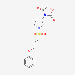 molecular formula C16H20N2O6S B2820944 3-(1-((3-苯氧基丙基)磺酰)吡咯啶-3-基)噁唑烷-2,4-二酮 CAS No. 2034361-38-9