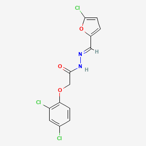 molecular formula C13H9Cl3N2O3 B2820947 (E)-N'-((5-chlorofuran-2-yl)methylene)-2-(2,4-dichlorophenoxy)acetohydrazide CAS No. 392248-82-7