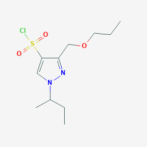 molecular formula C11H19ClN2O3S B2820949 1-sec-butyl-3-(propoxymethyl)-1H-pyrazole-4-sulfonyl chloride CAS No. 1856071-47-0
