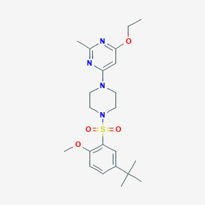 molecular formula C22H32N4O4S B2820958 4-(4-((5-(Tert-butyl)-2-methoxyphenyl)sulfonyl)piperazin-1-yl)-6-ethoxy-2-methylpyrimidine CAS No. 1021090-72-1