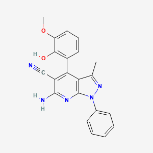 6-amino-4-(2-hydroxy-3-methoxyphenyl)-3-methyl-1-phenyl-1H-pyrazolo[3,4-b]pyridine-5-carbonitrile