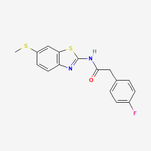 molecular formula C16H13FN2OS2 B2820964 2-(4-fluorophenyl)-N-(6-(methylthio)benzo[d]thiazol-2-yl)acetamide CAS No. 942002-49-5