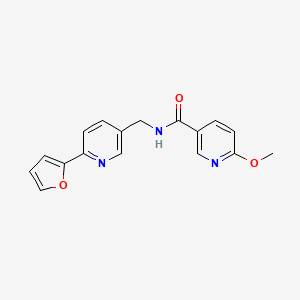 molecular formula C17H15N3O3 B2820968 N-((6-(furan-2-yl)pyridin-3-yl)methyl)-6-methoxynicotinamide CAS No. 2034323-08-3