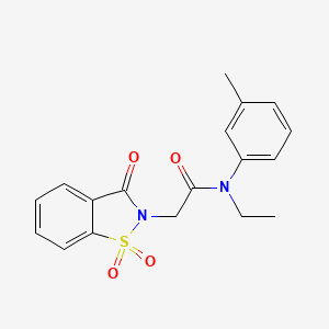 molecular formula C18H18N2O4S B2820972 2-(1,1-dioxido-3-oxo-1,2-benzothiazol-2(3H)-yl)-N-ethyl-N-(3-methylphenyl)acetamide CAS No. 899995-50-7