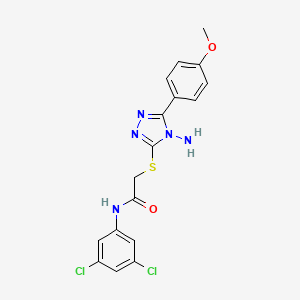 molecular formula C17H15Cl2N5O2S B2820976 2-[[4-amino-5-(4-methoxyphenyl)-1,2,4-triazol-3-yl]sulfanyl]-N-(3,5-dichlorophenyl)acetamide CAS No. 573933-95-6