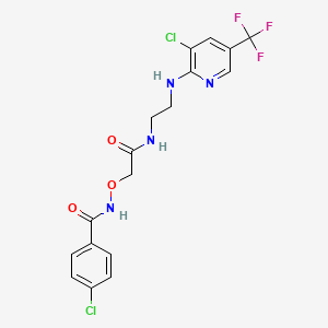 molecular formula C17H15Cl2F3N4O3 B2820978 4-chloro-N-[2-[2-[[3-chloro-5-(trifluoromethyl)pyridin-2-yl]amino]ethylamino]-2-oxoethoxy]benzamide CAS No. 303151-67-9