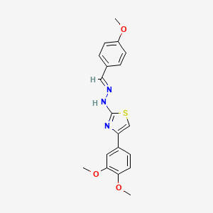 (Z)-4-(3,4-dimethoxyphenyl)-2-((E)-(4-methoxybenzylidene)hydrazono)-2,3-dihydrothiazole