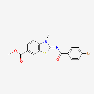 molecular formula C17H13BrN2O3S B2820996 (E)-methyl 2-((4-bromobenzoyl)imino)-3-methyl-2,3-dihydrobenzo[d]thiazole-6-carboxylate CAS No. 865545-21-7