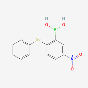 molecular formula C12H10BNO4Se B2821010 (5-硝基-2-(苯硒基)苯基)硼酸 CAS No. 2377605-98-4