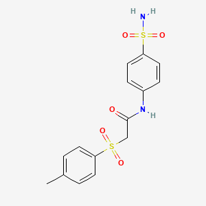 molecular formula C15H16N2O5S2 B2821011 N-(4-sulfamoylphenyl)-2-tosylacetamide CAS No. 881771-55-7