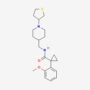 molecular formula C21H30N2O2S B2821016 1-(2-甲氧基苯基)-N-((1-(四氢噻吩-3-基)哌啶-4-基)甲基)环丙基甲酰胺 CAS No. 2034506-85-7