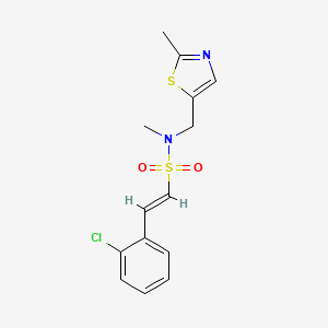 molecular formula C14H15ClN2O2S2 B2821021 (E)-2-(2-chlorophenyl)-N-methyl-N-[(2-methyl-1,3-thiazol-5-yl)methyl]ethenesulfonamide CAS No. 1312000-58-0