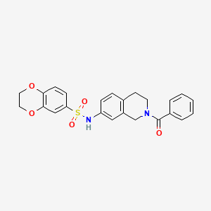 molecular formula C24H22N2O5S B2821022 N-(2-苯甲酰-1,2,3,4-四氢异喹啉-7-基)-2,3-二氢苯并[b][1,4]二噁烷-6-磺酰胺 CAS No. 955639-26-6