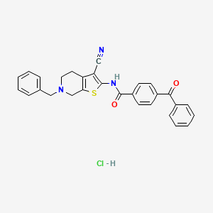 molecular formula C29H24ClN3O2S B2821030 4-苯甲酰-N-(6-苄基-3-氰基-4,5,6,7-四氢噻吩[2,3-c]吡啶-2-基)苯甲酰胺盐酸盐 CAS No. 1216481-17-2