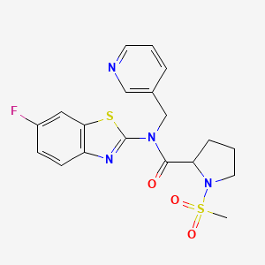 molecular formula C19H19FN4O3S2 B2821036 N-(6-fluorobenzo[d]thiazol-2-yl)-1-(methylsulfonyl)-N-(pyridin-3-ylmethyl)pyrrolidine-2-carboxamide CAS No. 1219383-26-2