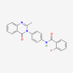 molecular formula C22H16FN3O2 B2821039 2-氟-N-[4-(2-甲基-4-氧代喹唑啉-3-基)苯基]苯甲酰胺 CAS No. 906149-62-0