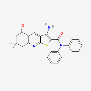 molecular formula C26H23N3O2S B2821054 3-amino-7,7-dimethyl-5-oxo-N,N-diphenyl-5,6,7,8-tetrahydrothieno[2,3-b]quinoline-2-carboxamide CAS No. 442557-73-5