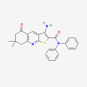 molecular formula C26H23N3O2S B2821054 3-氨基-7,7-二甲基-5-氧代-N,N-二苯基-5,6,7,8-四氢噻吩并[2,3-b]喹啉-2-羧酰胺 CAS No. 442557-73-5