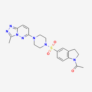 molecular formula C20H23N7O3S B2821078 1-(5-((4-(3-Methyl-[1,2,4]triazolo[4,3-b]pyridazin-6-yl)piperazin-1-yl)sulfonyl)indolin-1-yl)ethanone CAS No. 1021055-48-0