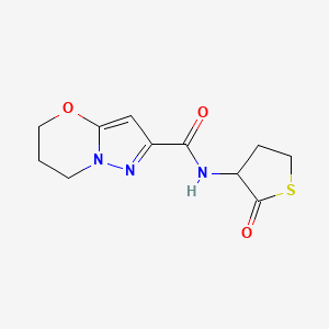 molecular formula C11H13N3O3S B2821087 N-(2-oxotetrahydrothiophen-3-yl)-6,7-dihydro-5H-pyrazolo[5,1-b][1,3]oxazine-2-carboxamide CAS No. 1448029-79-5