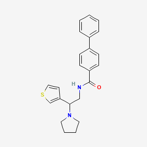 molecular formula C23H24N2OS B2821090 N-(2-(pyrrolidin-1-yl)-2-(thiophen-3-yl)ethyl)-[1,1'-biphenyl]-4-carboxamide CAS No. 946374-29-4