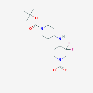 molecular formula C20H35F2N3O4 B2821092 叔丁基 4-(1-(叔丁氧羰基)哌啶-4-基氨基)-3,3-二氟哌啶-1-甲酸酯 CAS No. 1404196-59-3