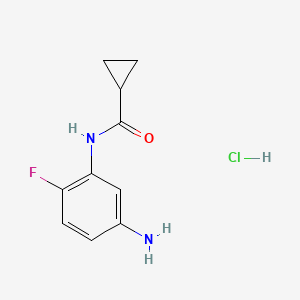 molecular formula C10H12ClFN2O B2821103 N-(5-氨基-2-氟苯基)环丙烷甲酰胺;盐酸盐 CAS No. 2580252-10-2