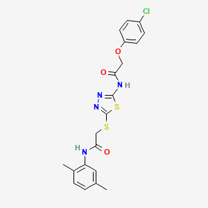 2-(4-chlorophenoxy)-N-[5-[2-(2,5-dimethylanilino)-2-oxoethyl]sulfanyl-1,3,4-thiadiazol-2-yl]acetamide