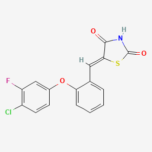 (5Z)-5-[[2-(4-chloro-3-fluorophenoxy)phenyl]methylidene]-1,3-thiazolidine-2,4-dione