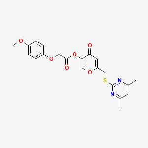 molecular formula C21H20N2O6S B2821136 6-(((4,6-dimethylpyrimidin-2-yl)thio)methyl)-4-oxo-4H-pyran-3-yl 2-(4-methoxyphenoxy)acetate CAS No. 877637-15-5
