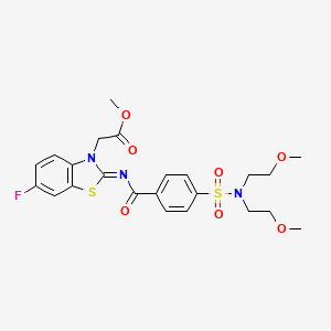 Methyl 2-[2-[4-[bis(2-methoxyethyl)sulfamoyl]benzoyl]imino-6-fluoro-1,3-benzothiazol-3-yl]acetate