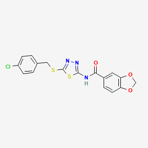 molecular formula C17H12ClN3O3S2 B2821153 N-(5-((4-氯苄基)硫)-1,3,4-噻二唑-2-基)苯并[d][1,3]二噁烷-5-羧酰胺 CAS No. 896023-79-3