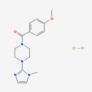 molecular formula C16H21ClN4O2 B2821154 (4-甲氧基苯基)(4-(1-甲基-1H-咪唑-2-基)哌嗪-1-基)甲酮 盐酸盐 CAS No. 1185006-09-0