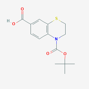 molecular formula C14H17NO4S B2821157 4-[(2-Methylpropan-2-yl)oxycarbonyl]-2,3-dihydro-1,4-benzothiazine-7-carboxylic acid CAS No. 2248405-84-5