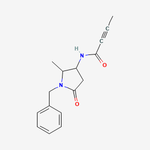 molecular formula C16H18N2O2 B2821158 N-(1-Benzyl-2-methyl-5-oxopyrrolidin-3-yl)but-2-ynamide CAS No. 2411226-39-4