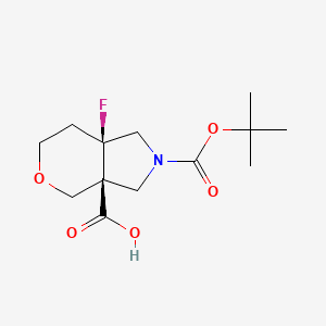 molecular formula C13H20FNO5 B2821162 cis-2-(Tert-butoxycarbonyl)-7A-fluoro-octahydropyrano[3,4-C]pyrrole-3A-carboxylic acid CAS No. 2377005-05-3