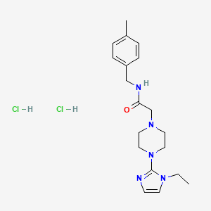 molecular formula C19H29Cl2N5O B2821164 2-(4-(1-ethyl-1H-imidazol-2-yl)piperazin-1-yl)-N-(4-methylbenzyl)acetamide dihydrochloride CAS No. 1323697-90-0