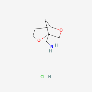 molecular formula C7H14ClNO2 B2821171 2,6-二氧杂双环[3.2.1]辛-1-基甲胺；盐酸盐 CAS No. 2243510-18-9