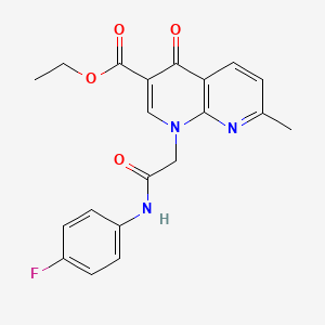 molecular formula C20H18FN3O4 B2821184 Ethyl 1-(2-((4-fluorophenyl)amino)-2-oxoethyl)-7-methyl-4-oxo-1,4-dihydro-1,8-naphthyridine-3-carboxylate CAS No. 932517-02-7