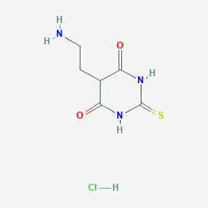 molecular formula C6H10ClN3O2S B2821189 5-(2-氨基乙基)-2-硫代-1,3-二氮杂环戊烷-4,6-二酮；盐酸盐 CAS No. 2580228-73-3