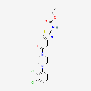 molecular formula C18H20Cl2N4O3S B2821191 Ethyl (4-(2-(4-(2,3-dichlorophenyl)piperazin-1-yl)-2-oxoethyl)thiazol-2-yl)carbamate CAS No. 953201-39-3