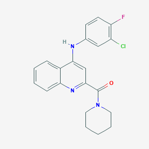 (4-((3-Chloro-4-fluorophenyl)amino)quinolin-2-yl)(piperidin-1-yl)methanone