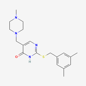 molecular formula C19H26N4OS B2821219 2-{[(3,5-Dimethylphenyl)methyl]sulfanyl}-5-[(4-methylpiperazin-1-yl)methyl]-1,4-dihydropyrimidin-4-one CAS No. 1221715-32-7