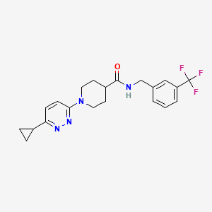 molecular formula C21H23F3N4O B2821220 1-(6-环丙基吡啶并[3,4-d]嘧啶-3-基)-N-{[3-(三氟甲基)苯基]甲基}哌啶-4-甲酰胺 CAS No. 2097859-81-7