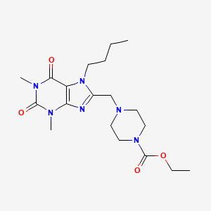 molecular formula C19H30N6O4 B2821221 Ethyl 4-[(7-butyl-1,3-dimethyl-2,6-dioxopurin-8-yl)methyl]piperazine-1-carboxylate CAS No. 838888-09-8