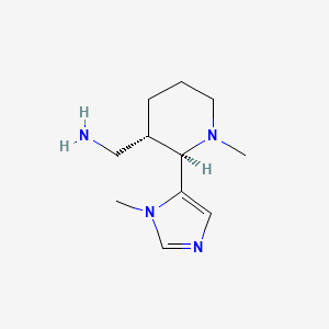 molecular formula C11H20N4 B2821234 [(2R,3S)-1-Methyl-2-(3-methylimidazol-4-yl)piperidin-3-yl]methanamine CAS No. 1909294-83-2