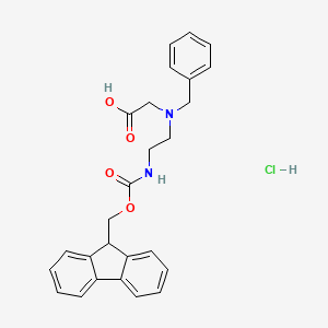 molecular formula C26H27ClN2O4 B2821237 2-[苄基-[2-(9H-芴-9-基甲氧羰基氨基)乙基]氨基]乙酸;盐酸盐 CAS No. 2219376-33-5